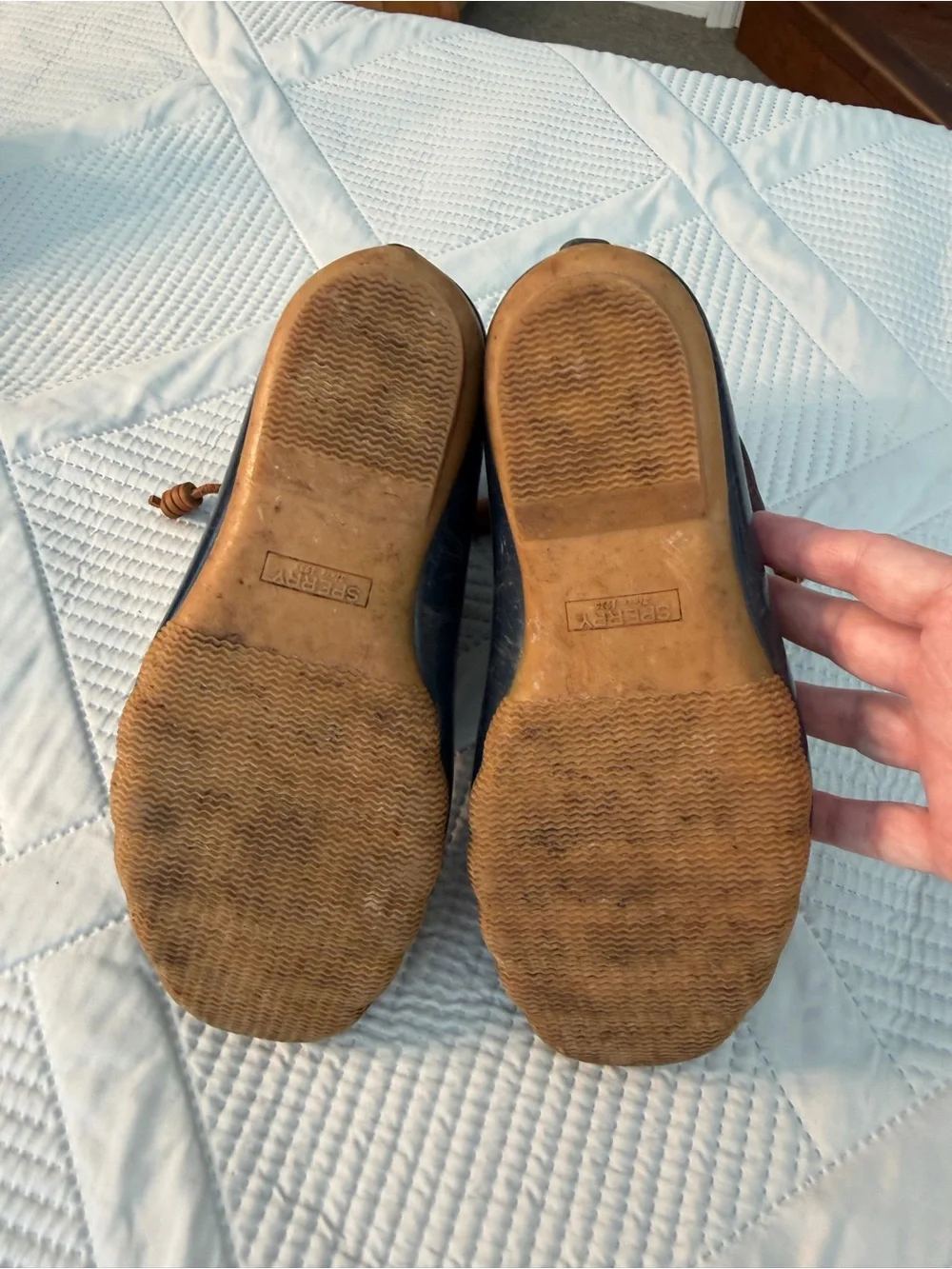 Sperry Navy and Brown Leather Duck Boots Sz 6